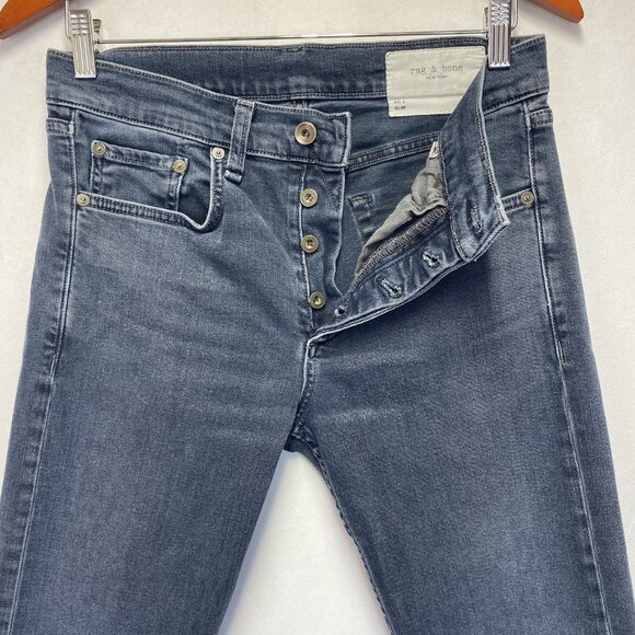 Rag & Bone New York Fit 2 Slim Leg Button Fly Denim Jeans Men Sz 30 Washed Black - Picture 15 of 16